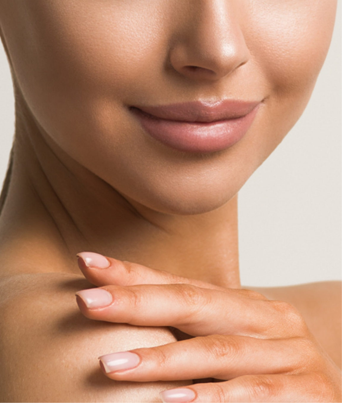 Close-up on a woman's full lips